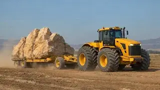 This Tractor Shouldn’t Be Able to Do This… Pulling a Huge Stone Block Across a Giant Quarry!”