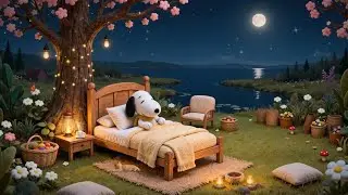 🌙 Snoopy&rsquo;s Dreamy Spring Night by the Lake 🌸 Cozy Lofi Music for Sleep & Sweet Dreams