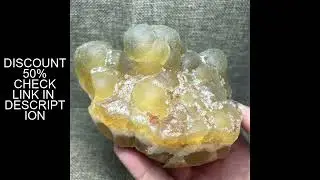 Natural Spherical Yellow Fluorite Mineral Specimen Crystal Quartz Healing Stone Home Decor