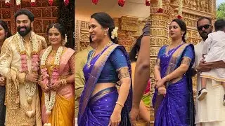 നീലസാരിയിൽ സുന്ദരിയായി ഭർത്താവിനോടൊപ്പം ജിപിയുടെ കല്യത്തിന്വന്നപ്പോൾ #miyageorge #gp #gopikaanil