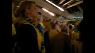 Swedish fans singing the national anthem during England Sweden in Kiev