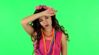 Woman Is Upset and Tired on Green Screen at Studio  Green Screen Video | No Copyright Stock Video