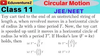 Toy cart tied to the end of an unstretched string of length a, when revolved moves in a horizontal c