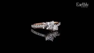 Dual Heart Ring with Side Diamonds | Elegance and Love Combined | Earthly Jewels | INDIA