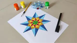 How To Draw Geometric Star Pattern step by step arts on paper | Geometric Star Pattern | Learn & Art