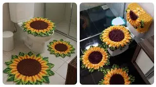 Wow So Beautiful Crochet Sunflower Bathroom set/Home Decor ideas 