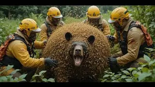Brave Rescuer Team Saves a Bear Suffering from Millions of Honeybees