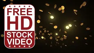Free Stock Videos - glowing shiny gold coins falling on black background 3D animation