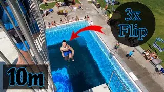 Triple BACKFLIP & SIDEFLIP !!! 10er Action im FREIBAD