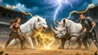 🐺 White  Legendary Wolf vs 🦏 Legendary Rhino | Brutal Arena Clash | Shocking Final Moment!