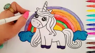 Color the unicorn with a magic marker 🎨| Easy coloring for children🪄