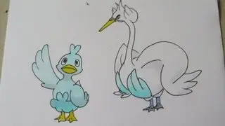 How to draw Pokemon: No.580 Ducklett, No.581 Swanna