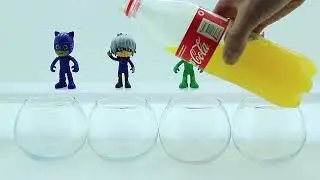 Ok masks Bathing Colors Fun, Learn Colors with pj masks wrong Heads toys
