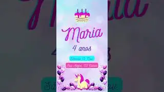 Convite de Anivers&aacute;rio Infantil tem&aacute;tico, animado Unic&oacute;rnio Neon #conviteanimado #aniversario #festa