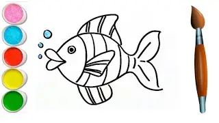 Cute fish drawing for beginner | How to draw fish | Coloring Painting toddler | Kids Drawing #fish