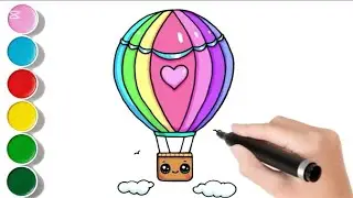 How to Draw Kawaii Hot‑Air Balloon 🎈 | Easy Cartoon for Kids  #gckidsdraw #tutorial