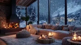 🎵 Calm Winter Evening | Piano Music and Crackling Fire for Work Study Stress Relief Deep Sleep Relax