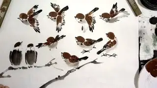 国画麻雀的基本画法3 小石国画入门