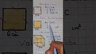 le p&eacute;rim&egrave;tre, la Surface et le volume (carr&eacute;+Cube)#videoshort #g&eacute;om&eacute;trie