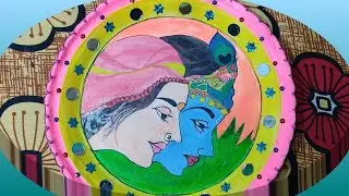 Shri krishna and Radha's drawing on clay pot || How to draw shri krishna and radha || #viral