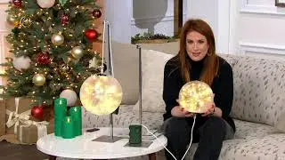 Plow & Hearth Hanging Frosted Acrylic Globe with Microlights on QVC