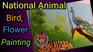 National Animal Bird Flower  fruit Painting | Jatiya Pasu pakshi Drawing kese banaye