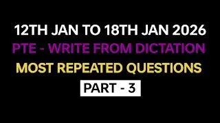 PTE listening Write from Dictation (Part-3) Jan 2026 Exam Prediction | PTE Write from Dictation 2025