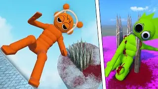 Epic Sprunki Ragdoll Fails + Euphoria Test! VS Spike Traps! Compilation #143