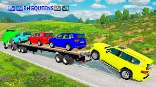 🔴 LIVE TRANSPORTING PIXAR CARS & FRUITS WITH COLORED & JOHN DEERE vs CLAAS vs TRACTORS - BeamNG#962