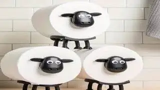 Sheep Toilet Roll Holder - Funny Toilet Paper Holder Free Standing Bathroom Set - 3D Printed Black S