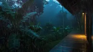 Warm Forest Rain and Thunder Hush for Quick Night Sleep 🌧️