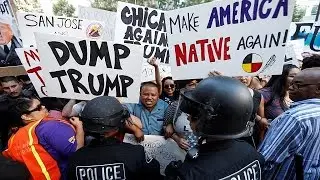 Trump protesters, supporters clash outside California rally