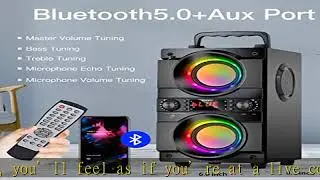 60W (80W Peak) Portable Bluetooth Speaker with Double Subwoofer Heavy Bass, Bluetooth 5.0 Wireless