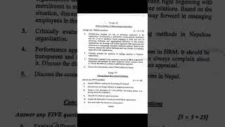 Human Resources Management & Business Environment Question Paper 2022 MBS 2nd Semester TU