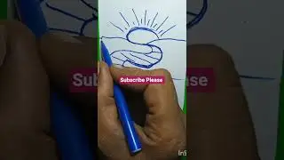 # short # drawing tutorial # drawing of sun rise on letter S # easy drawing of sun rise on S # short