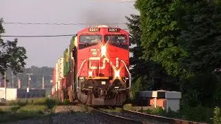 Tier 4 Gevo 3201 Leads CN Intermodal Stack Train 120 thru Downtown Moncton, NB