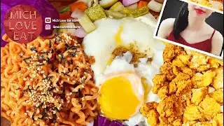 MUKBANG CARBONARA SAMYANG NOODLE & CHIGOO chicken popcorn garlic parmesan (COLLAB JENNY YEN)