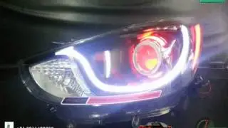 V416 Projector Headlight Hundai Verna Fluidic with Shark eye and Audi style DRL's by Mxsmotosport