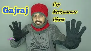 Gajraj Winter Knit Beanie Cap Hat Neck Warmer Scarf and Woolen Gloves Set for Men & Women