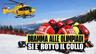 OLYMPIC DRAMA: CAM BOLTON BREAKS HIS NECK SNOWBOARDING. HE IS AIRED AWAY BY HELICOPTER.