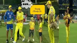 Watch CSK Skipper MS Dhoni Compete with Tahir & shane watson's son after beating KXIP in IPL