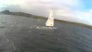 Windy laser sailing double wipeout