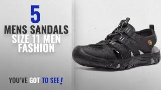Top 10 Mens Sandals Size 11 [Men Fashion Winter 2018 ]: CLSL AT-M107-BLK_Men 11 D(M) Atika Men's