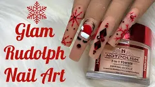 Glam Rudolph Nail Art /Christmas Nail Art / Snowflake Nail Art /Nail Art tutorial