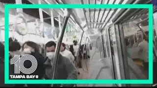 Man with knife injures 17 people on Tokyo train, starts fire