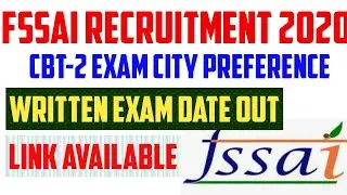 FSSAI RECRUITMENT 2019 PAPER 2 EXAM CITY PREFERENCE LINK AVAILABLE  FSSAI WRITTEN EXAM DATE ANNOUNCE