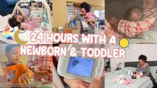 A FULL 24 HOURS WITH A NEWBORN & TODDLER! MORNING☀️ TO NIGHT🌙