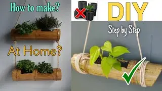 How to make a hanging plant pot with bamboo|| Bamboo plant pot making at home || Flower hanging pot