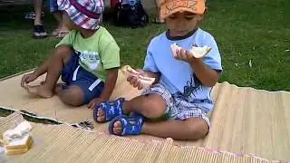 Adam double-fisting PBnJs