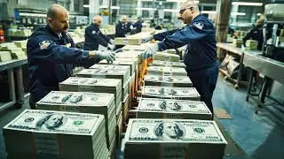 New Dollar $100 Note Production Line - Modern EURO Money Printing Process And Technology In Factory
